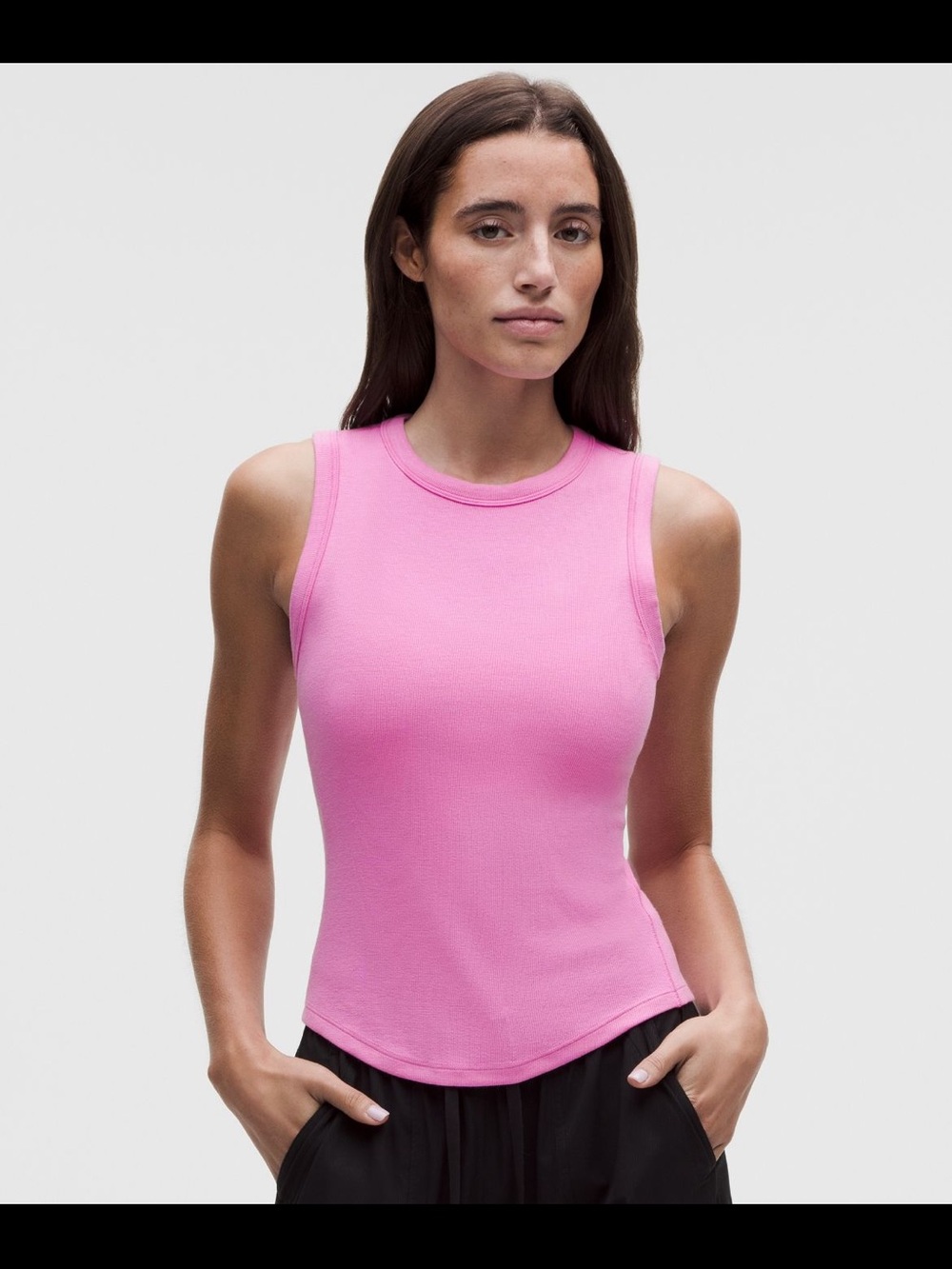 lululemon athletica Hold Tight Crew Nexk Pink Ribbed Tank Top - waist length